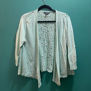 AE mint green sheer lace open cardigan sweater